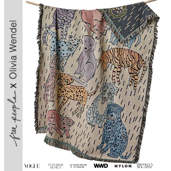 Free People x Olivia Wendel Dog Throw Blanket ๐พ Exclusive Limited Edition NWT - Picture 1 of 16